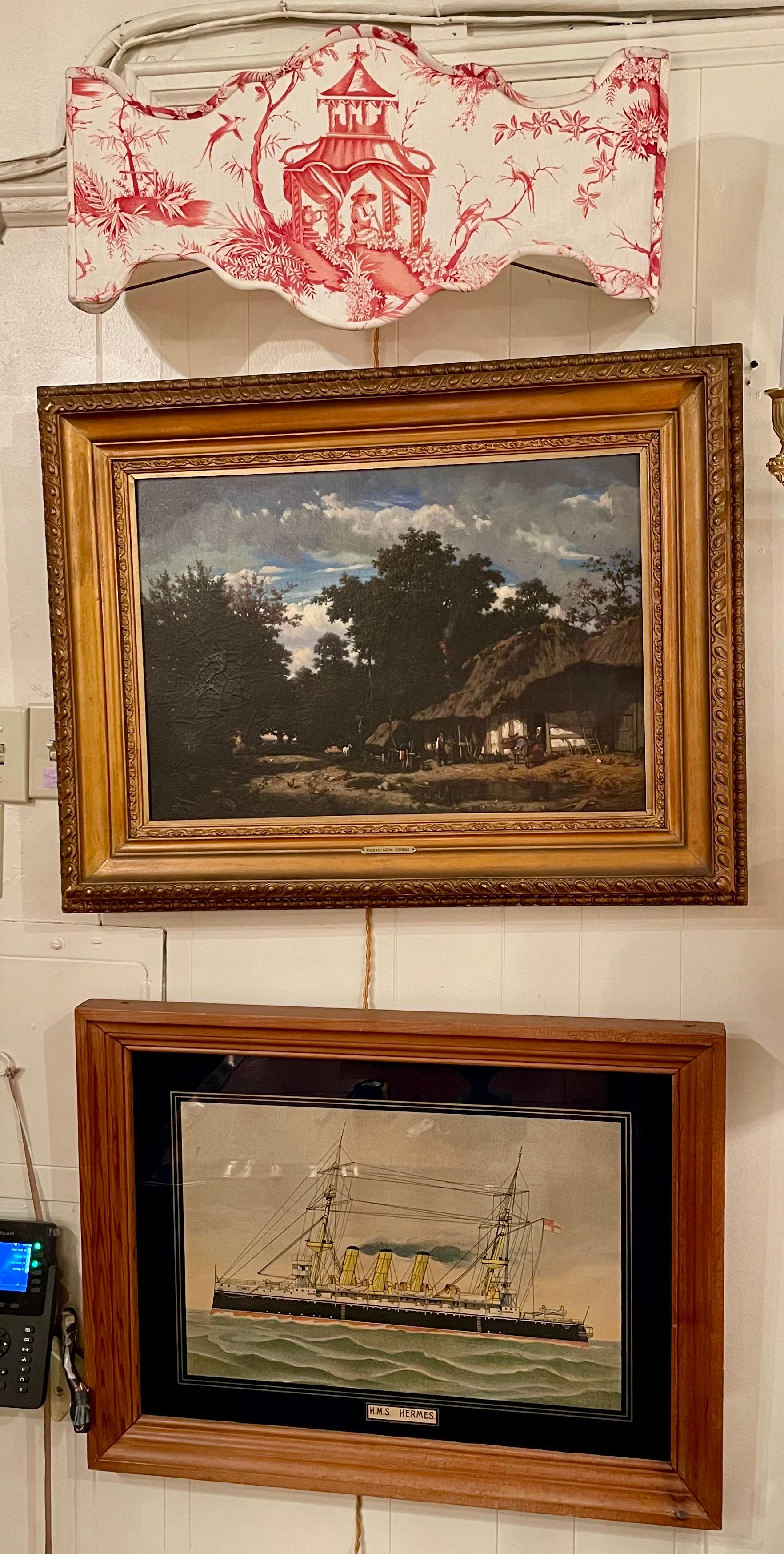 Bois Antique peinture à l'huile sur toile française du 19ème siècle signée 