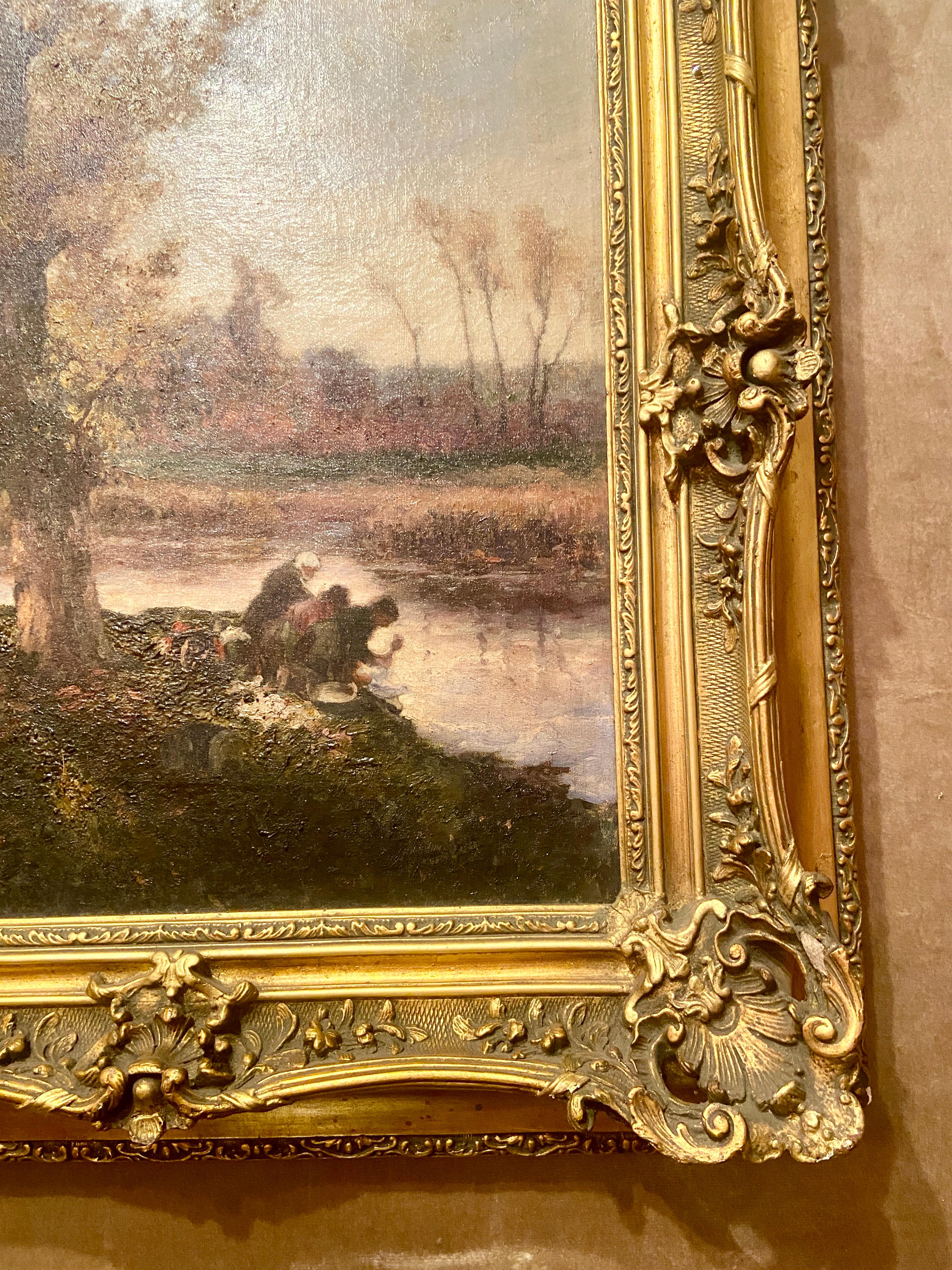 Français Ancienne huile sur toile française du 19ème siècle, 
