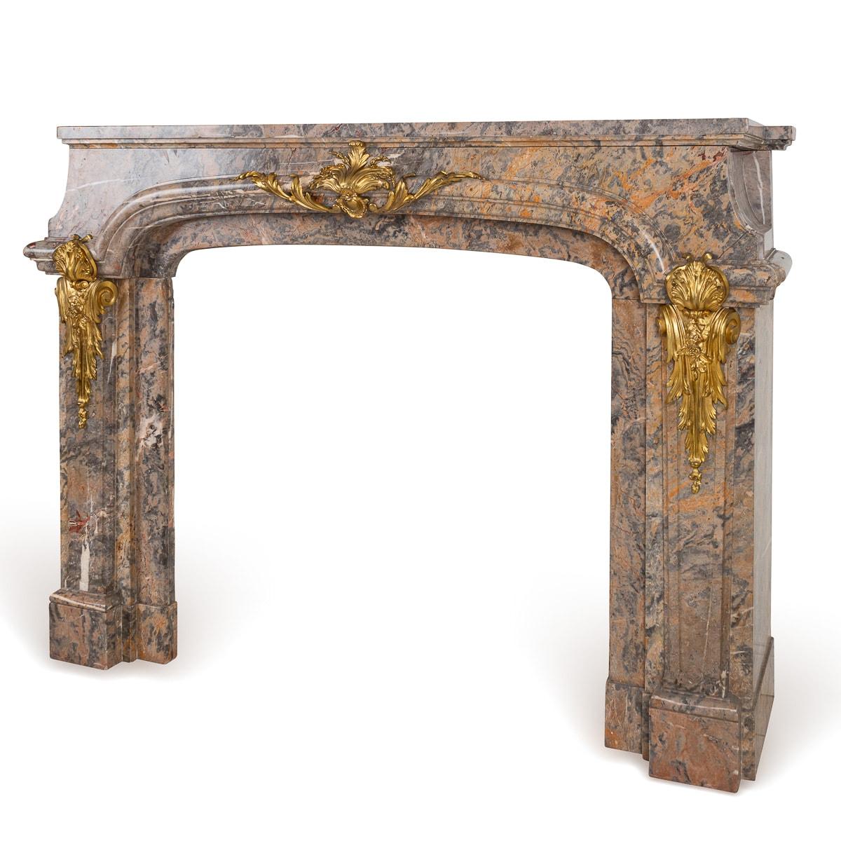 Other Antique 19th Century French Ormolu Mounted Caravaggio Marble Fireplace c.1880 For Sale