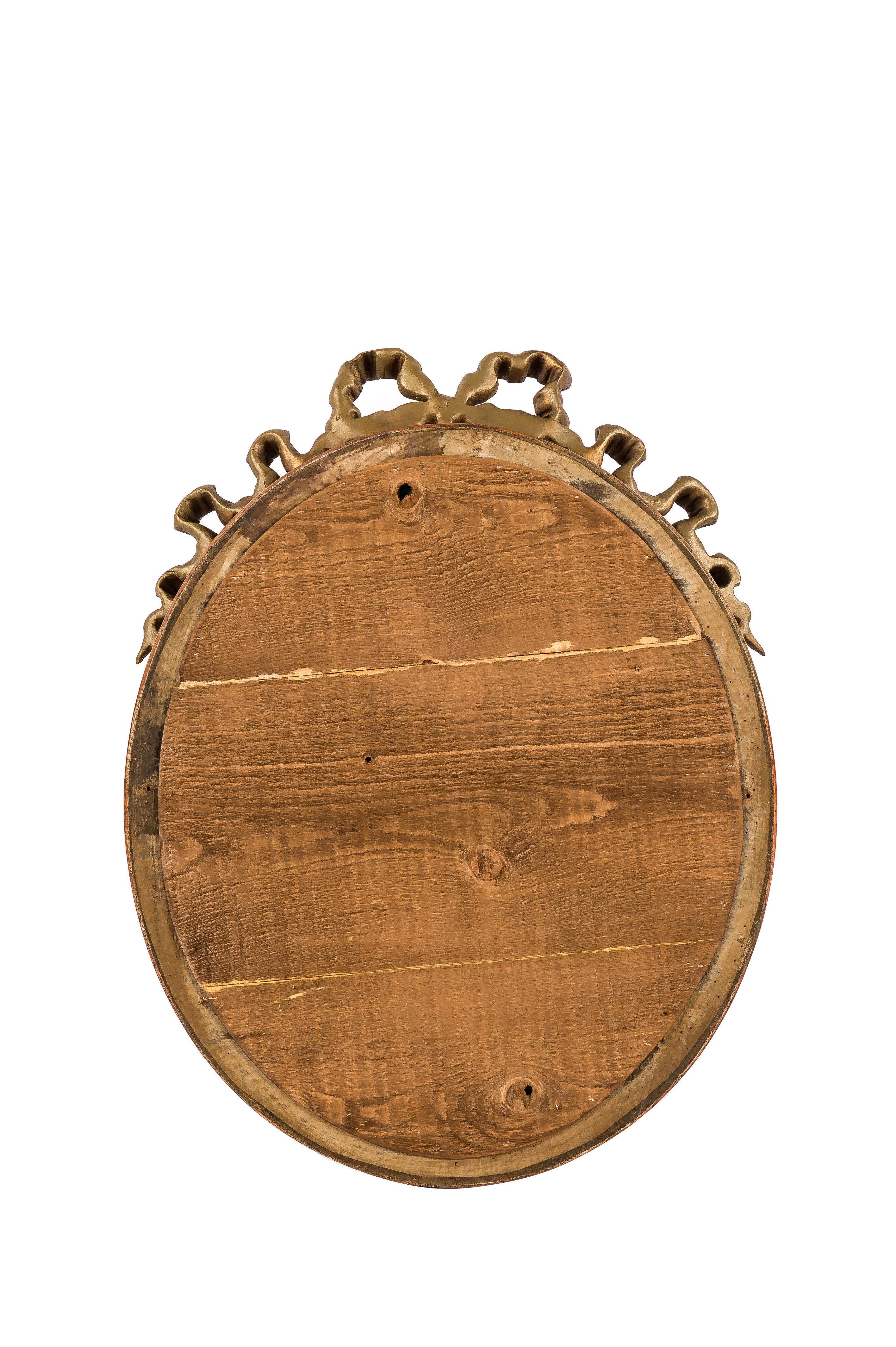 19th Century Antique 19th century French Oval gold leaf gilt Louis Seize mirror 