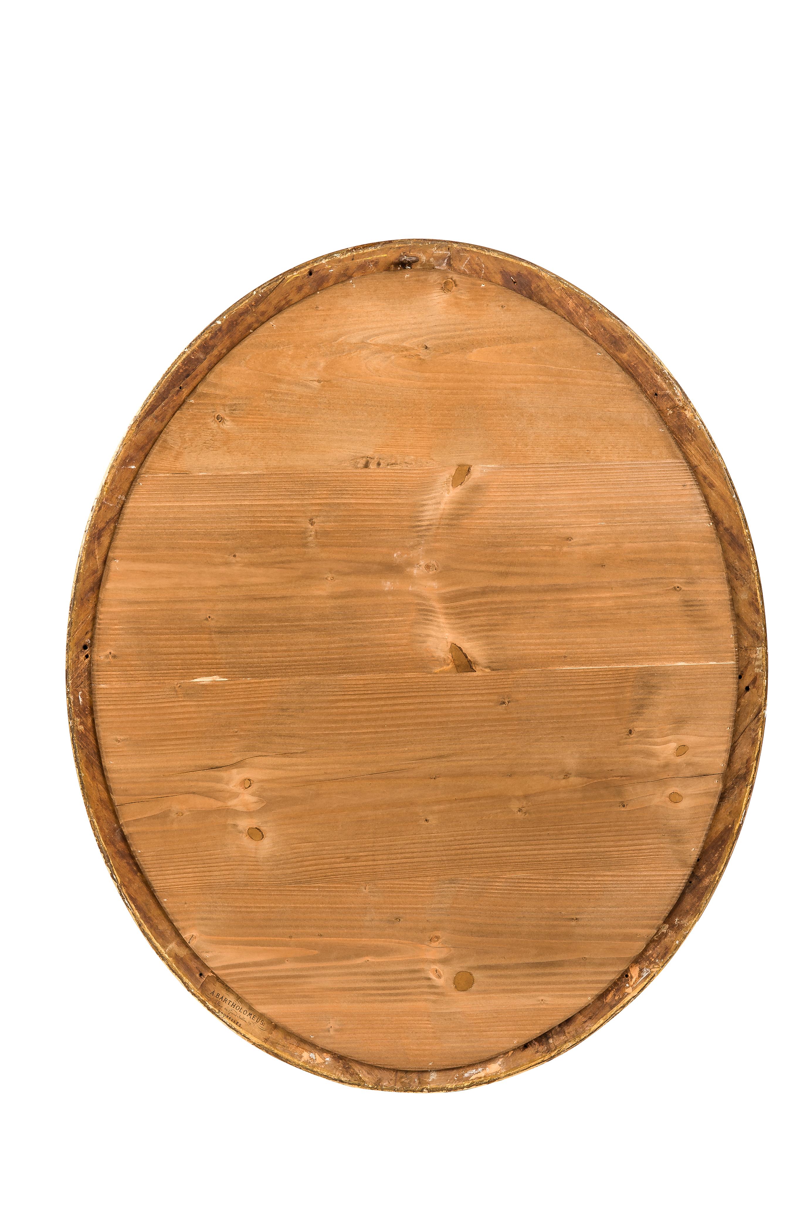 Antique 19th Century French Oval Gold Leaf Gilt Louis Seize or Empire Mirror 1