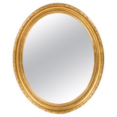 Antique 19th Century French Oval Gold Leaf Gilt Louis Seize or Empire Mirror