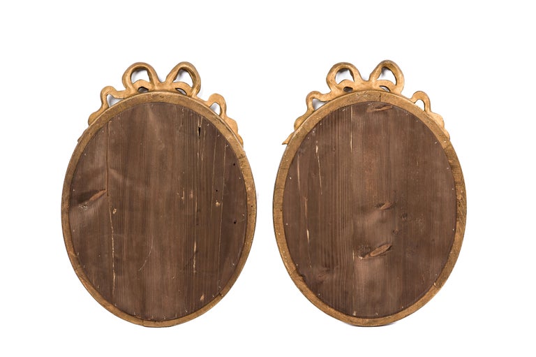 Vintage Gold Wood Gilt Wall Mirror Ribbon Tassel Bow For Sale at 1stDibs