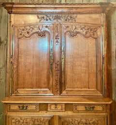 Antique 19th Century French Provincial Carved Beechwood Buffet / Storage Cabinet