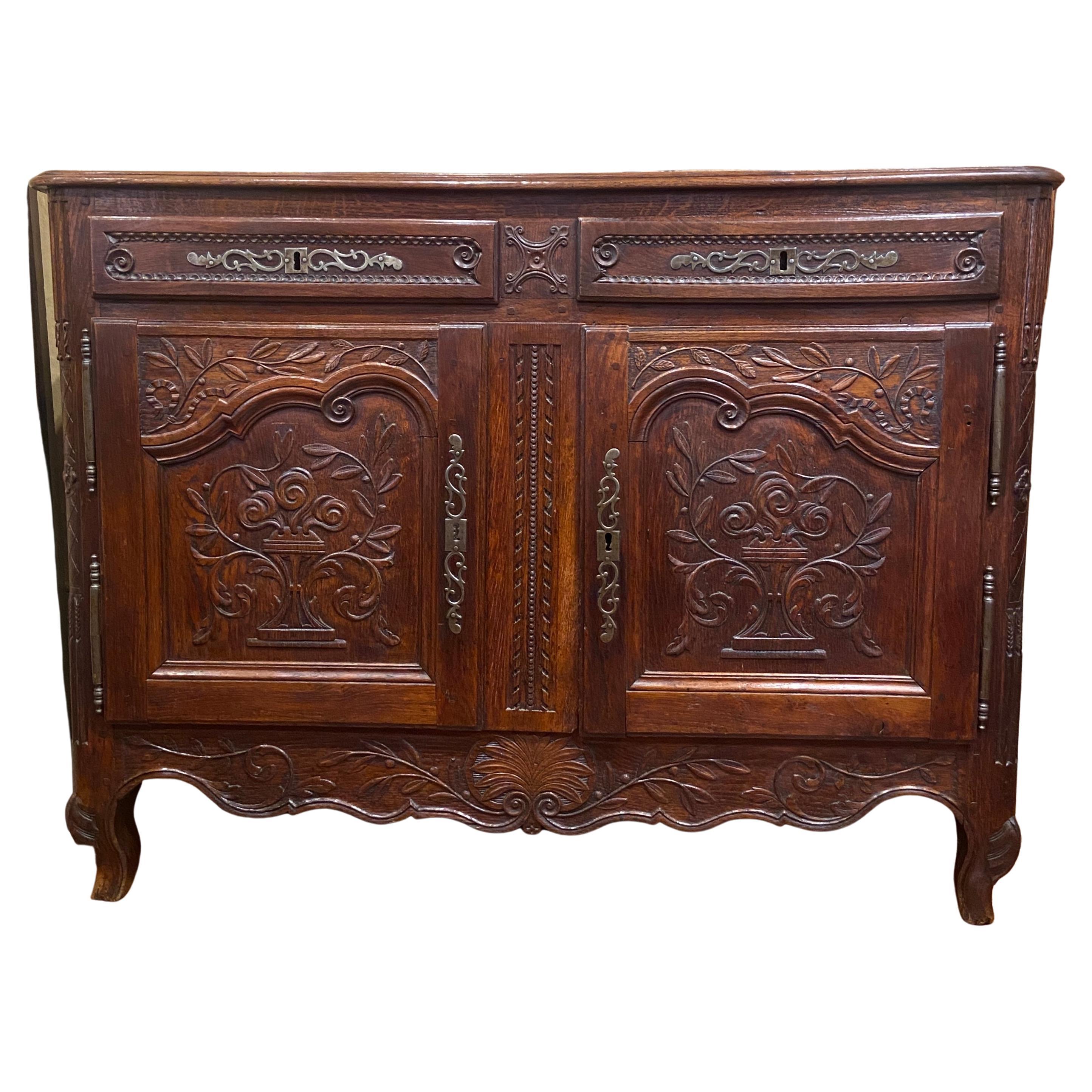 Antique 19th Century French Provincial Fruitwood Buffet