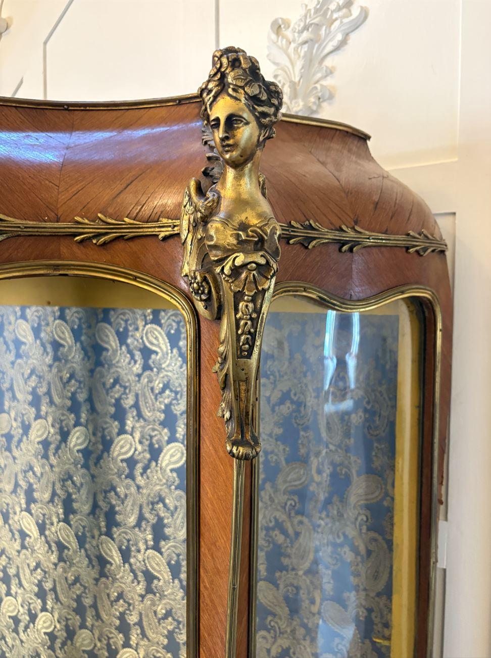 Ancienne vitrine à monture en bronze doré de qualité française du 19e siècle en vente 2