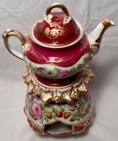 Antique 19th Century French Red Porcelain "Veilleuse" or Tea Warmer Night Light