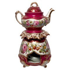 Antique 19th Century French Red Porcelain "Veilleuse" or Tea Warmer Night Light