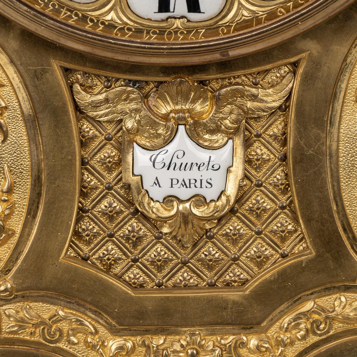 Horloge ancienne de style Régence française du 19ème siècle en bronze doré, Thuret A Paris en vente 11
