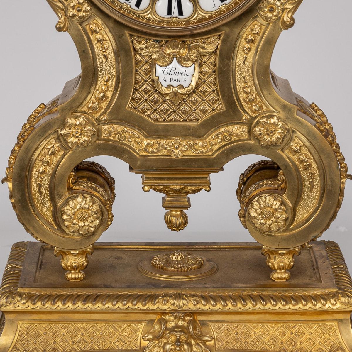 Antique 19th Century French Regency Style Gilt Bronze Clock, Thuret A Paris For Sale 1