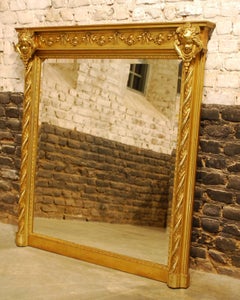 Antique 19th Century French Renaissance Rectangular Mirror with Cherubs