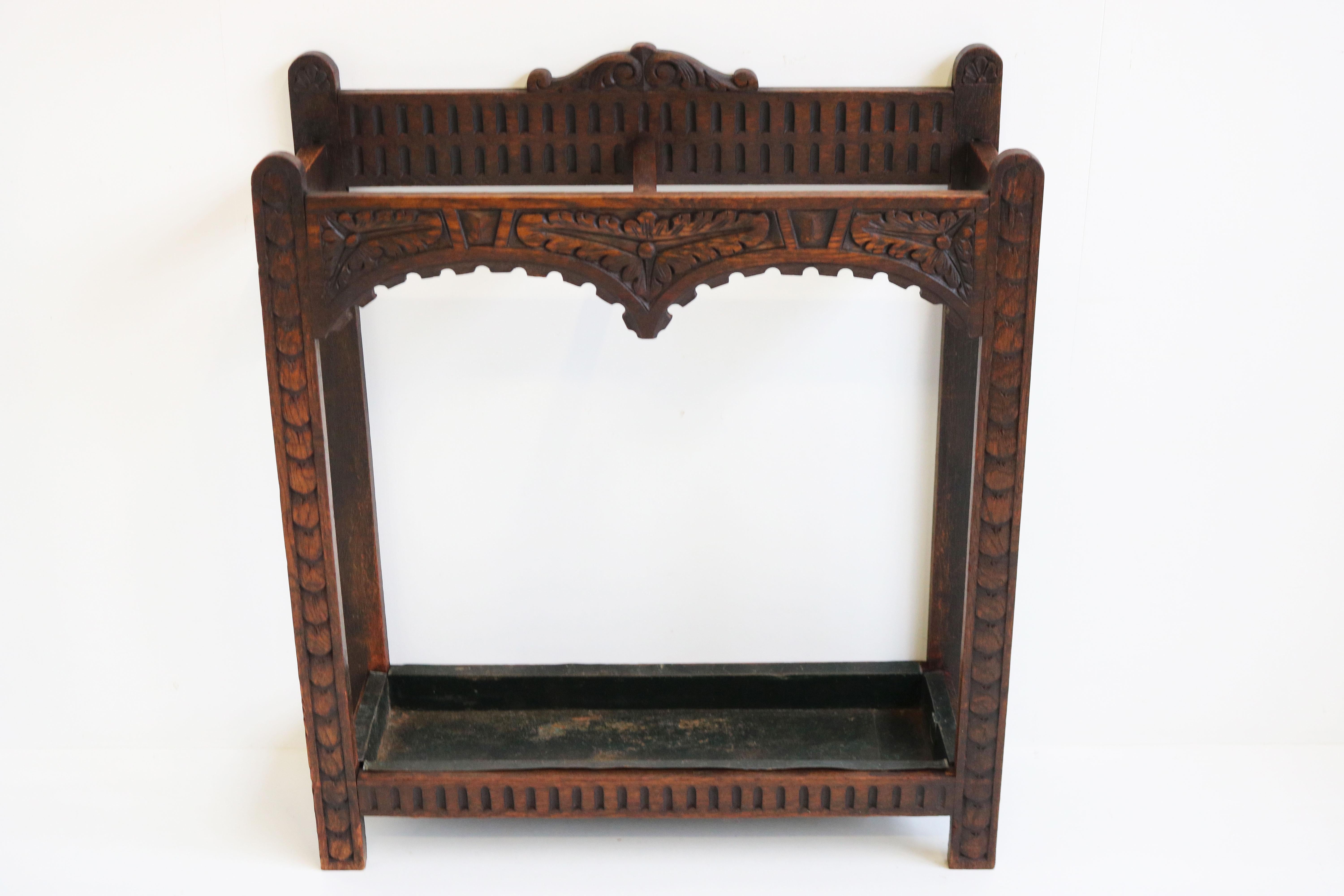 Carved Antique 19th Century French Renaissance Revival Umbrella Stand / Stick Holder For Sale