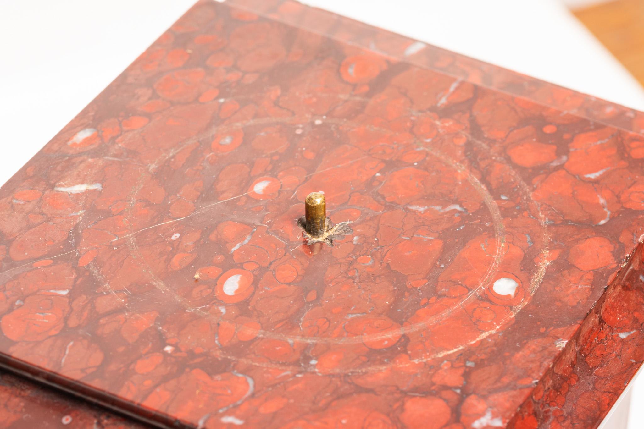 Antique 19th Century French Rouge Marble Mantle Clock by Japy Frères For Sale 4