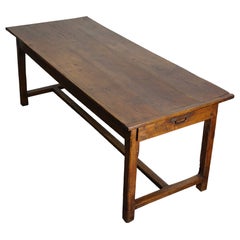 Antique 19th Century French Rustic Farmhouse Dining Table Oak & Chestnut