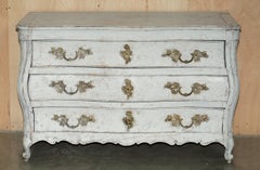 ANTIQUE 19TH CENTURY FRENCH SERPENTINE LOUIS XV PAINTED COMMODE CHEST OF DRAWERs