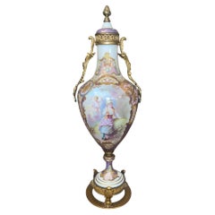 Antique 19th Century French Sevres Porcelain & Bronze Vase. Signed Maxant.