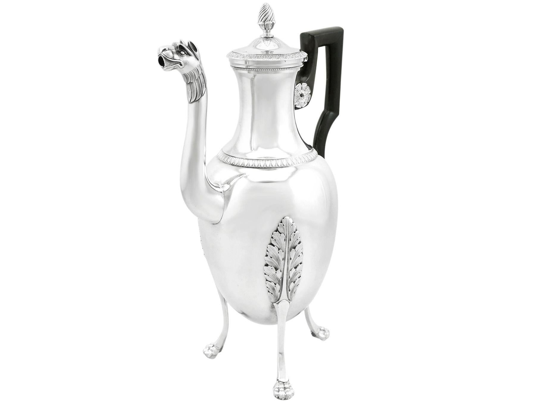 Early 19th Century 19th Century French Silver Coffee Pot For Sale