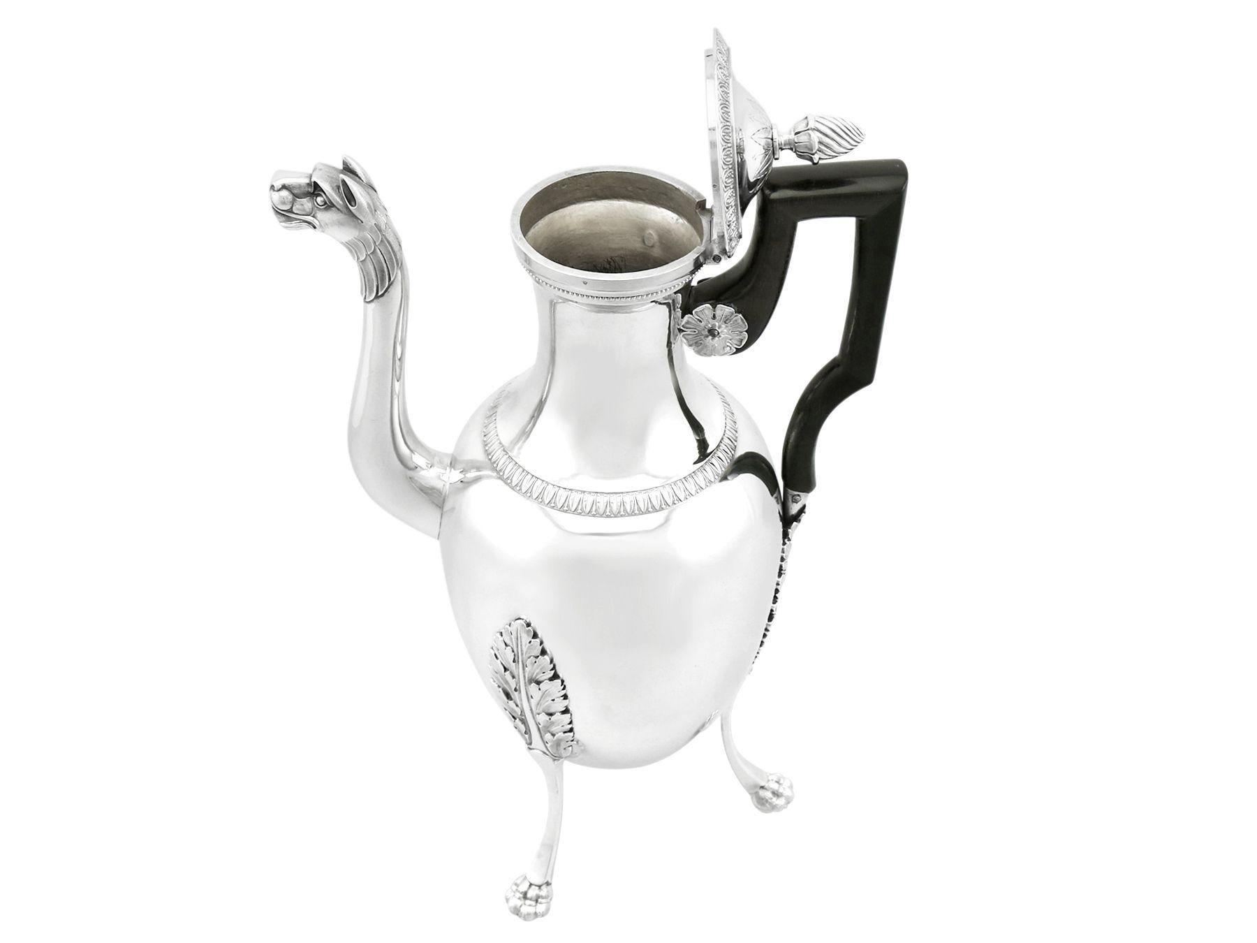 19th Century French Silver Coffee Pot For Sale 1