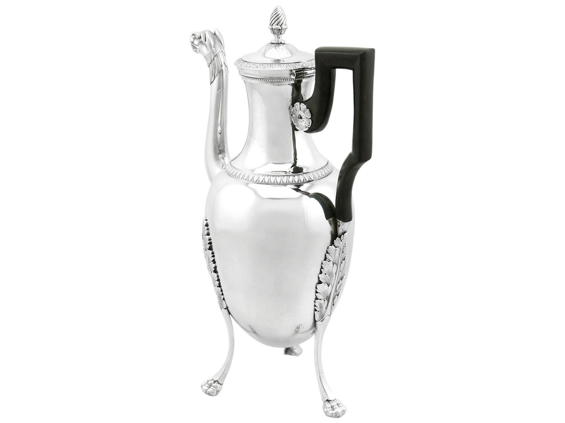 Antique 19th Century French Silver Coffee Pot For Sale 2