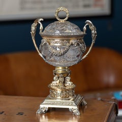 Antique 19th Century French Silver Gilt & Cut Glass Bowl On Stand, Paris c.1820