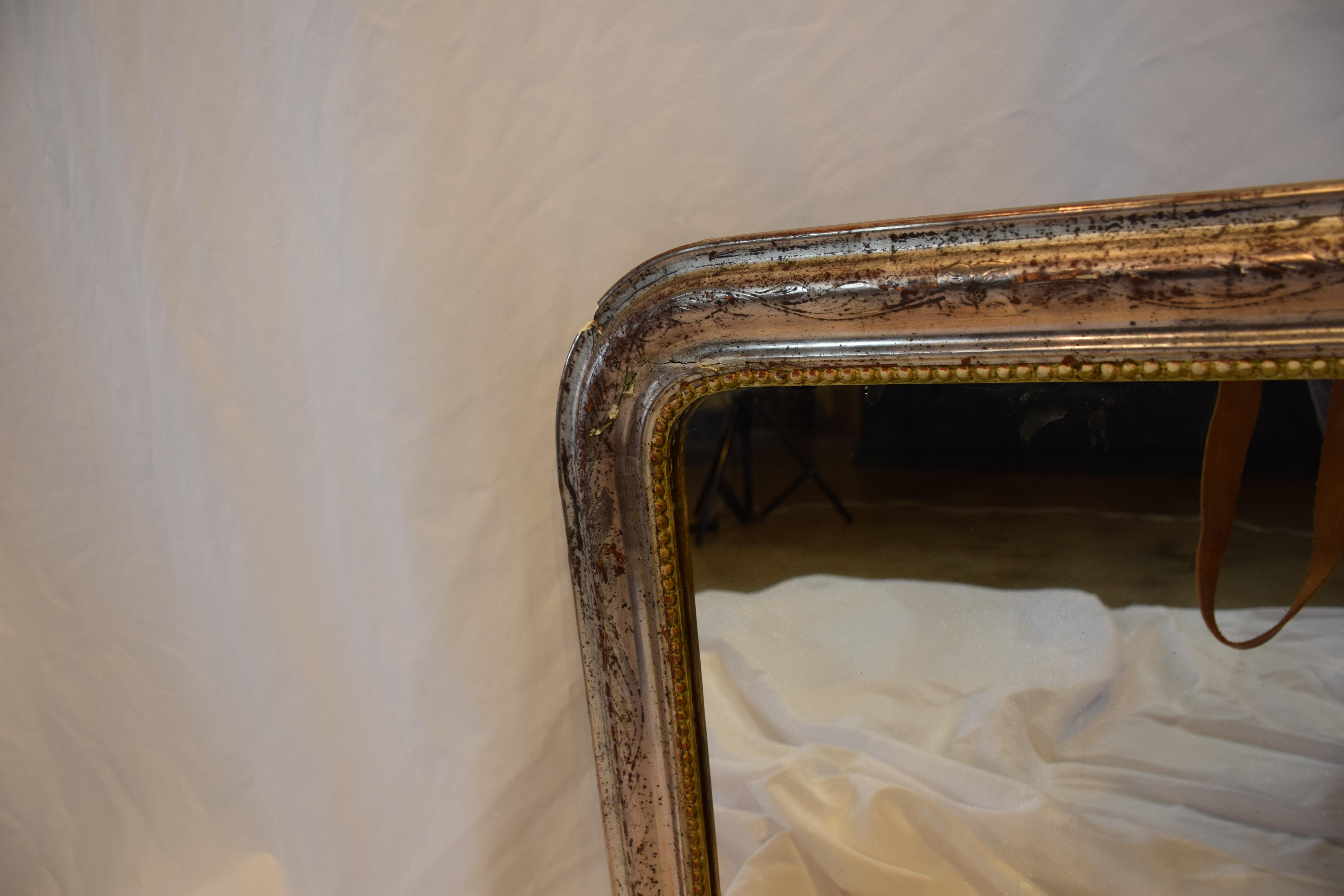 Antique 19th century French silver gilt Louis Philippe mirror
Measures: 19 1/4