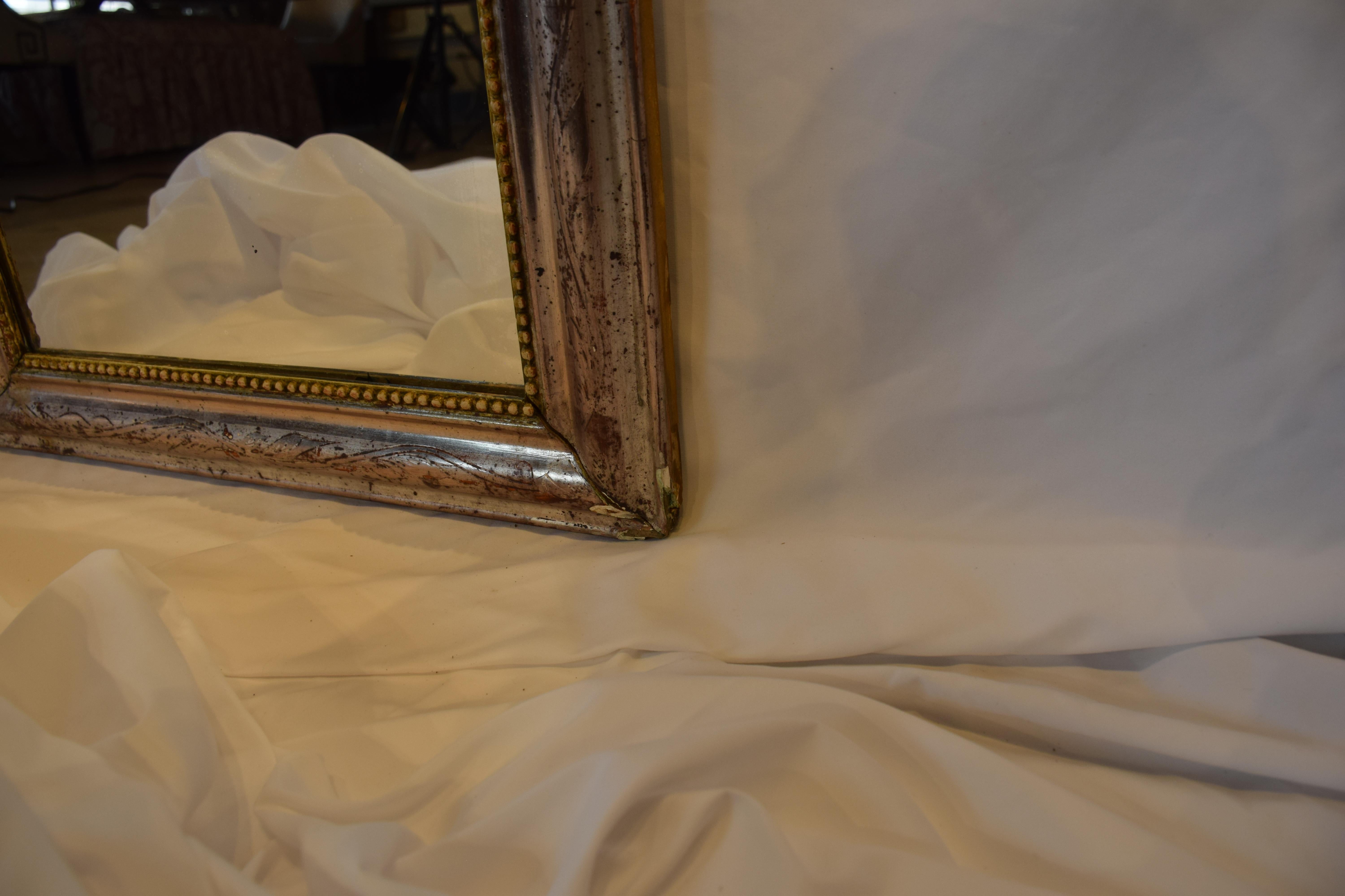 Antique 19th Century French Silver Gilt Louis Philippe Mirror In Good Condition In Houston, TX
