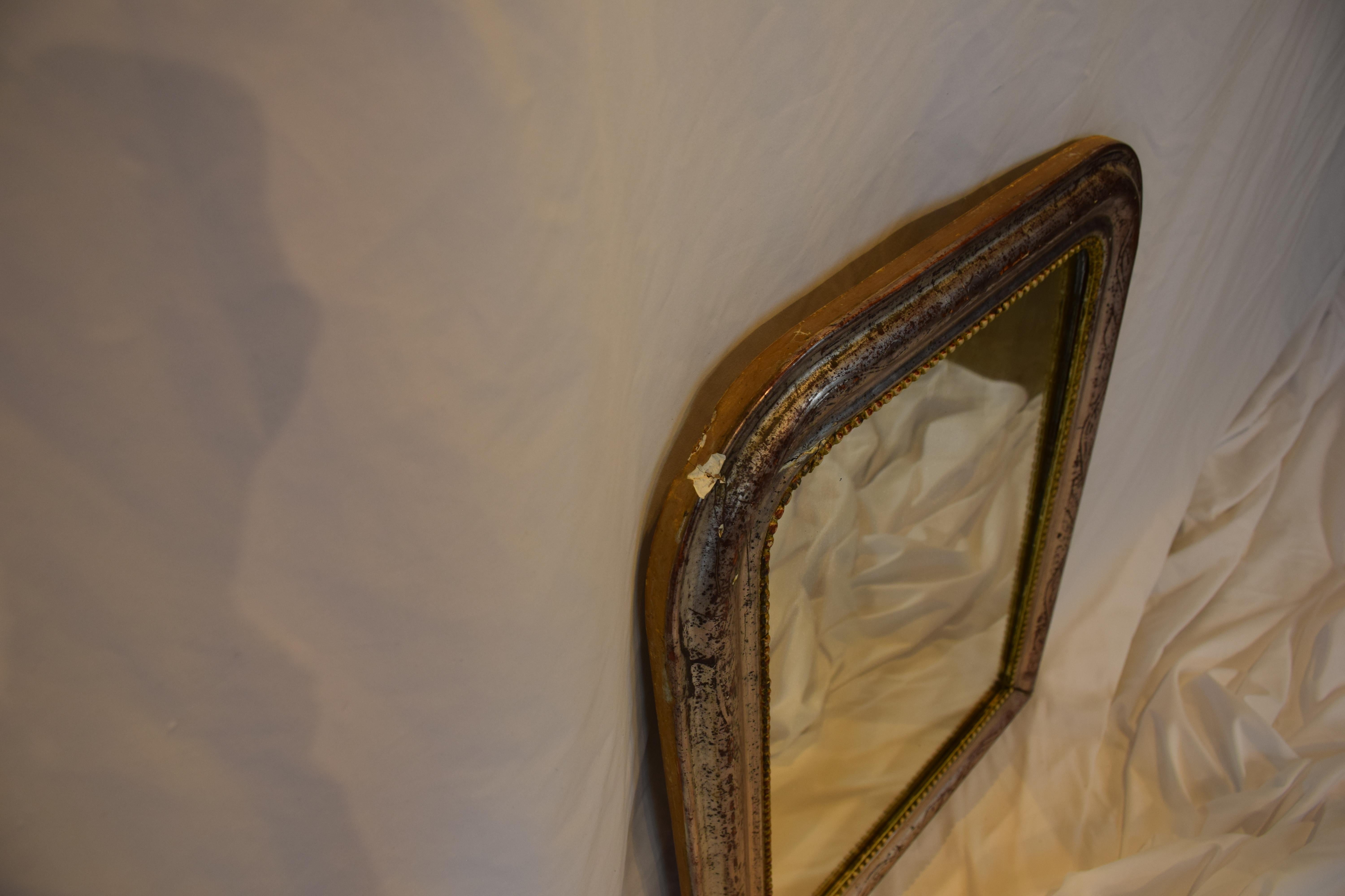 Antique 19th Century French Silver Gilt Louis Philippe Mirror 2