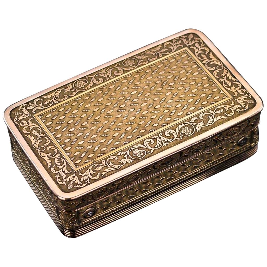 Antique 19th Century French Silver Gilt Music Snuff Box, circa 1810