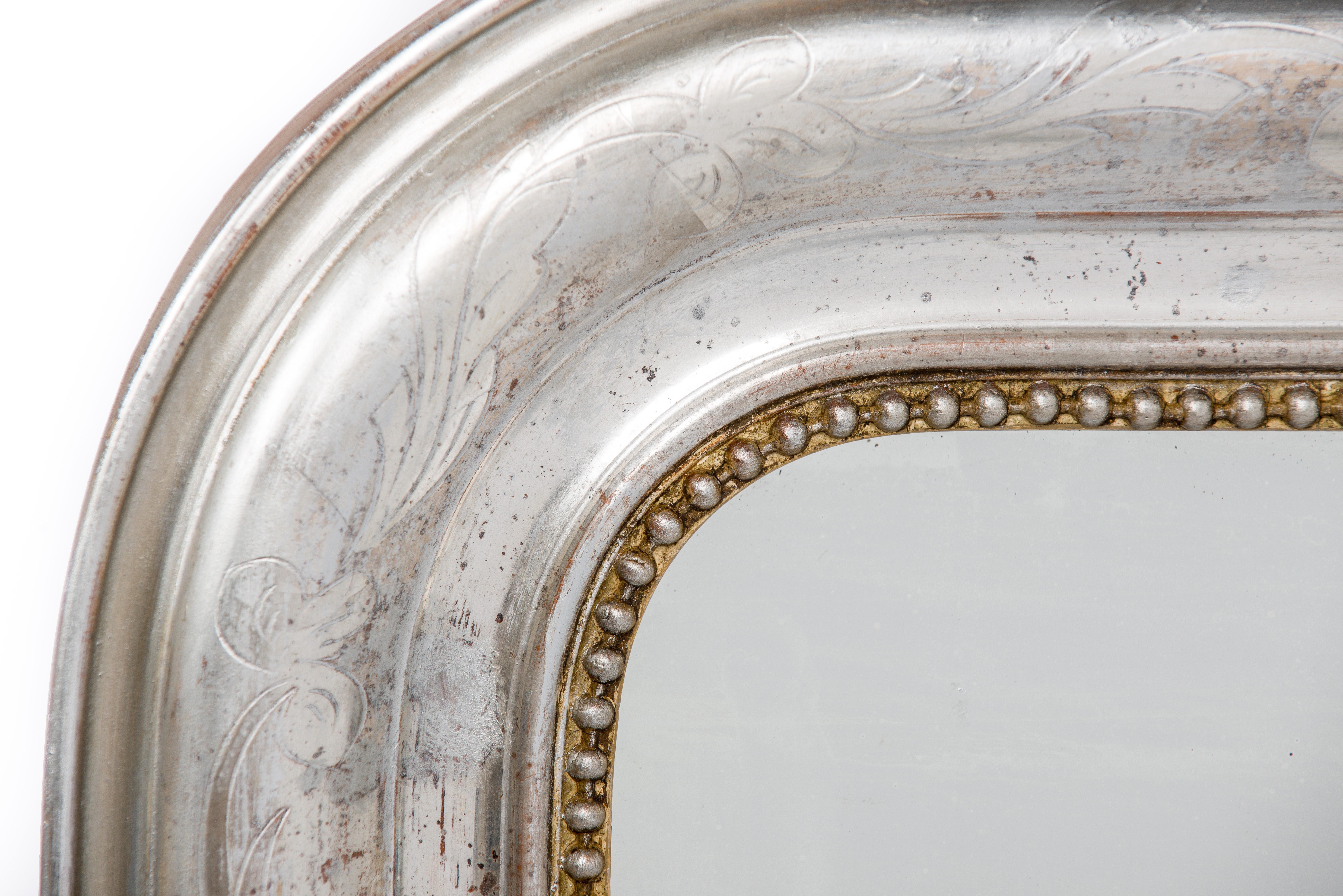 Antique 19th-Century French Silver Leaf Gilt Louis Philippe Mirror In Good Condition In Casteren, NL