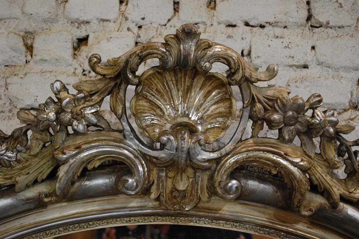 Antique 19th Century French Silver Leaf Gilt Oval Mirror with Crest 3