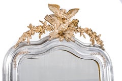 Antique 19th Century French Silver Leaf Louis Philippe Mirror with Ornate Crest