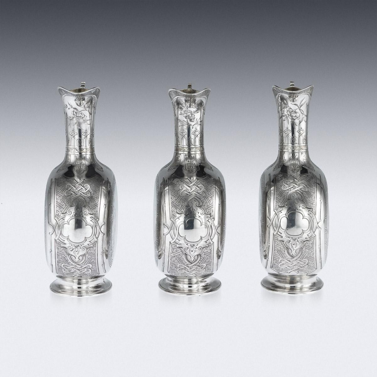 19th Century French Solid Silver Chinoiserie Ewers, Veyrat, Paris, circa 1830 2