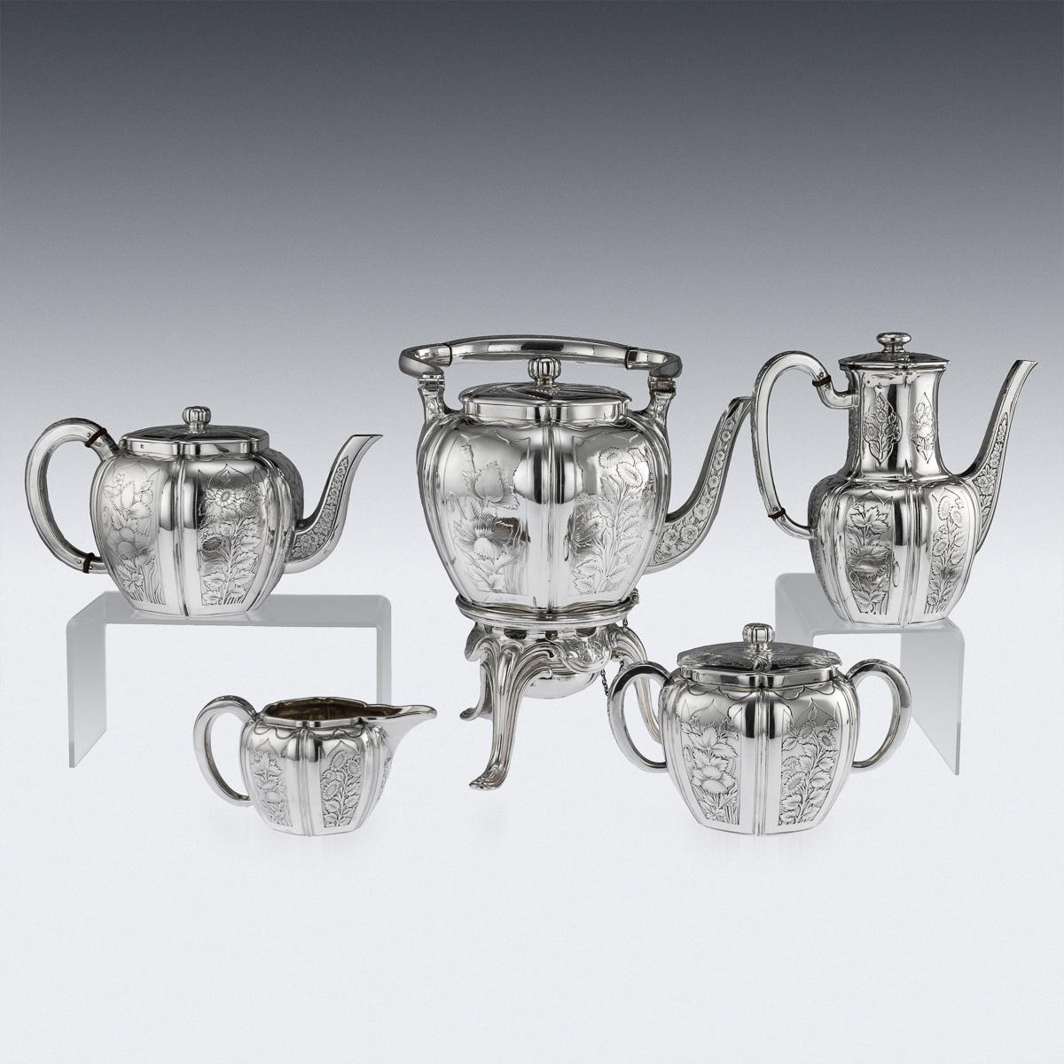 Antique 19th Century French Solid Silver Five Piece Tea Service Odiot circa 1880 For Sale 1