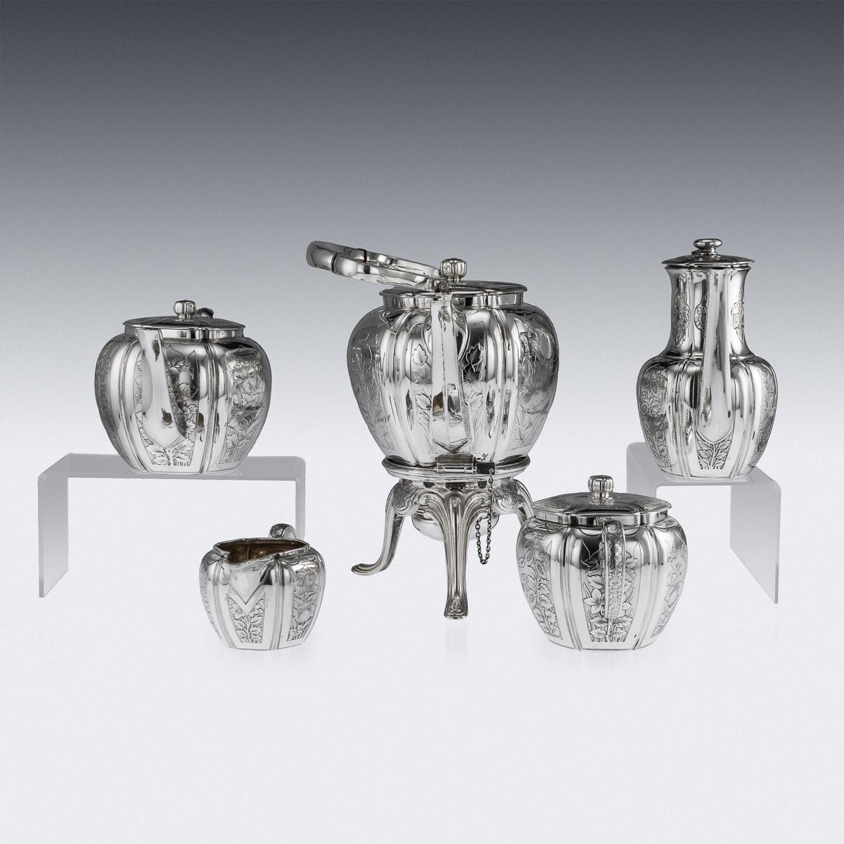 Antique 19th Century French Solid Silver Five Piece Tea Service Odiot circa 1880 For Sale 2