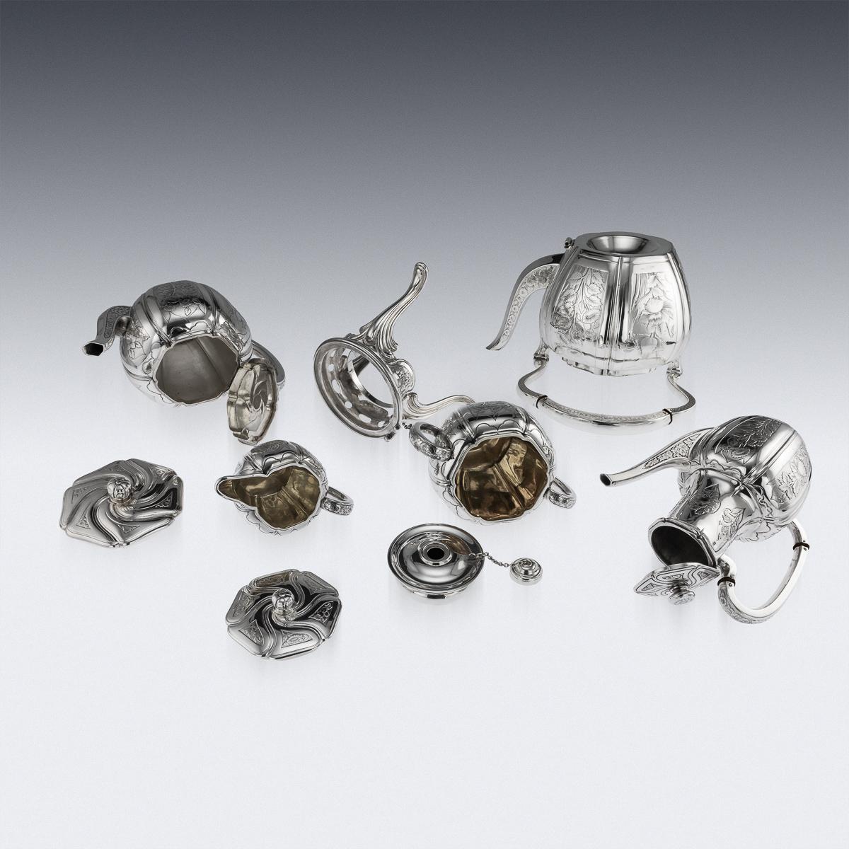 Antique 19th Century French Solid Silver Five Piece Tea Service Odiot circa 1880 For Sale 4