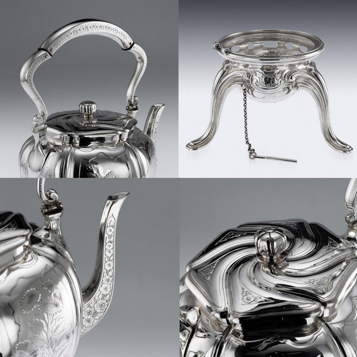 Antique 19th Century French Solid Silver Five Piece Tea Service Odiot circa 1880 For Sale 5