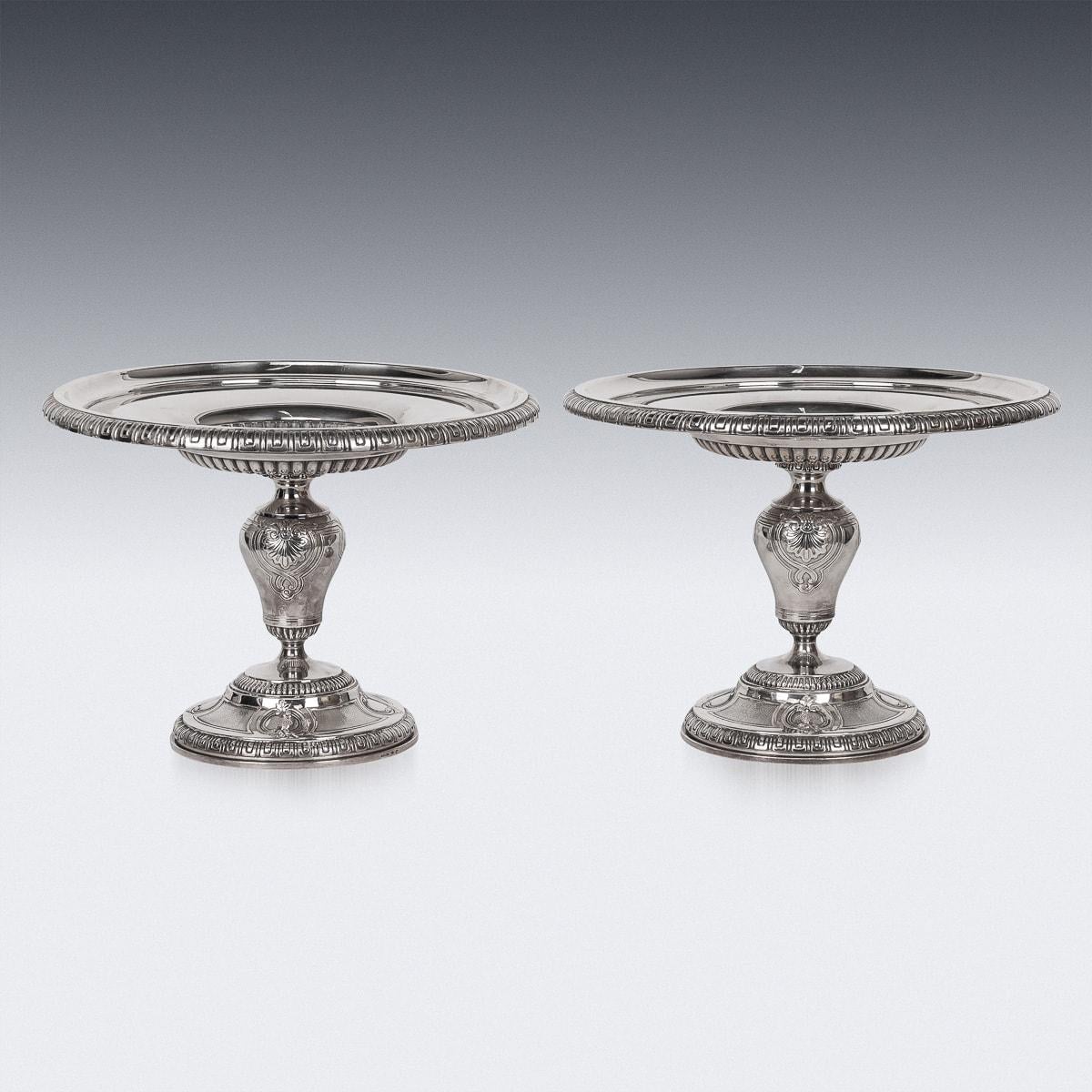 Late 19th Century Antique 19th Century French Solid Silver Pair Of Comports, Tetard Freres c.1890 For Sale