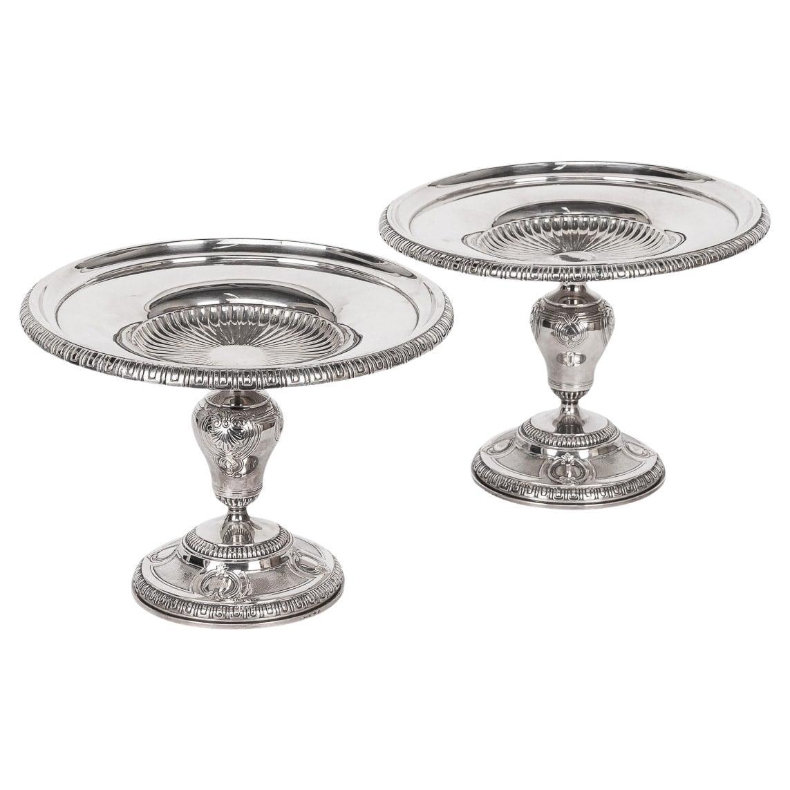 Antique 19th Century French Solid Silver Pair Of Comports, Tetard Freres c.1890 For Sale