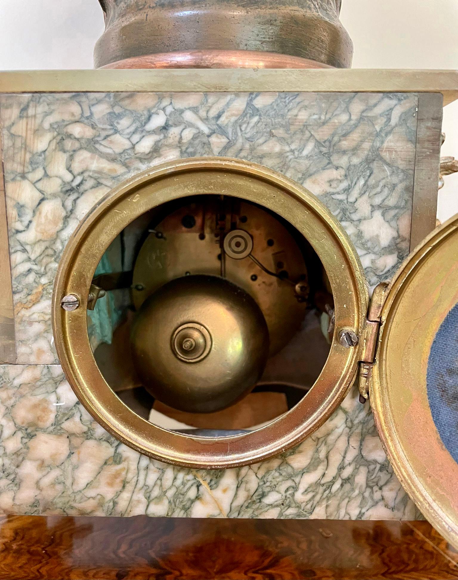 Horloge française ancienne du 19ème siècle en étain et onyx 2