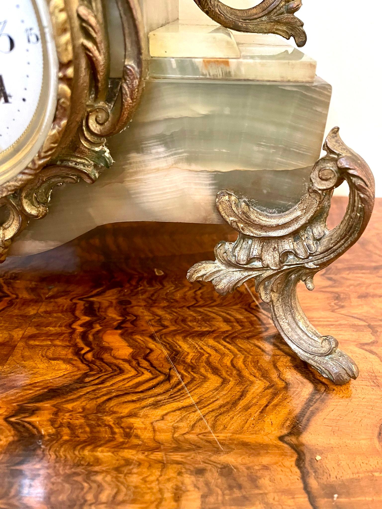 Horloge française ancienne du 19ème siècle en étain et onyx 4