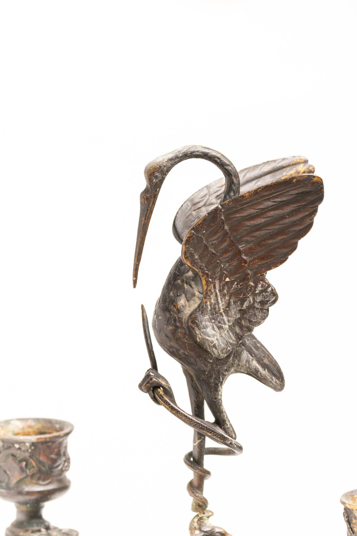 Chandeliers anciens du XIXe siècle en forme de grue et de tortue, de style français en vente 12