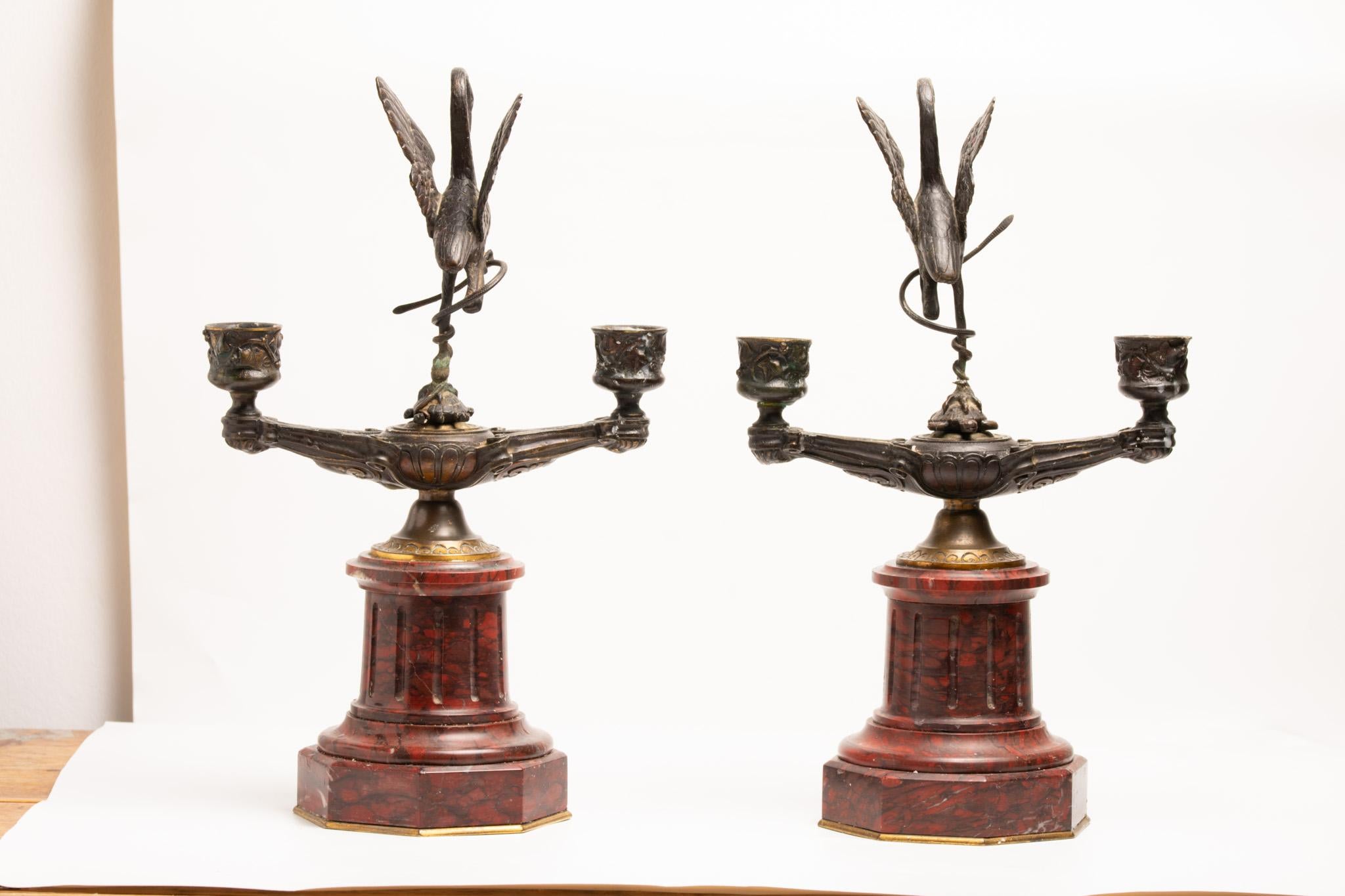 Chandeliers anciens du XIXe siècle en forme de grue et de tortue, de style français en vente 2