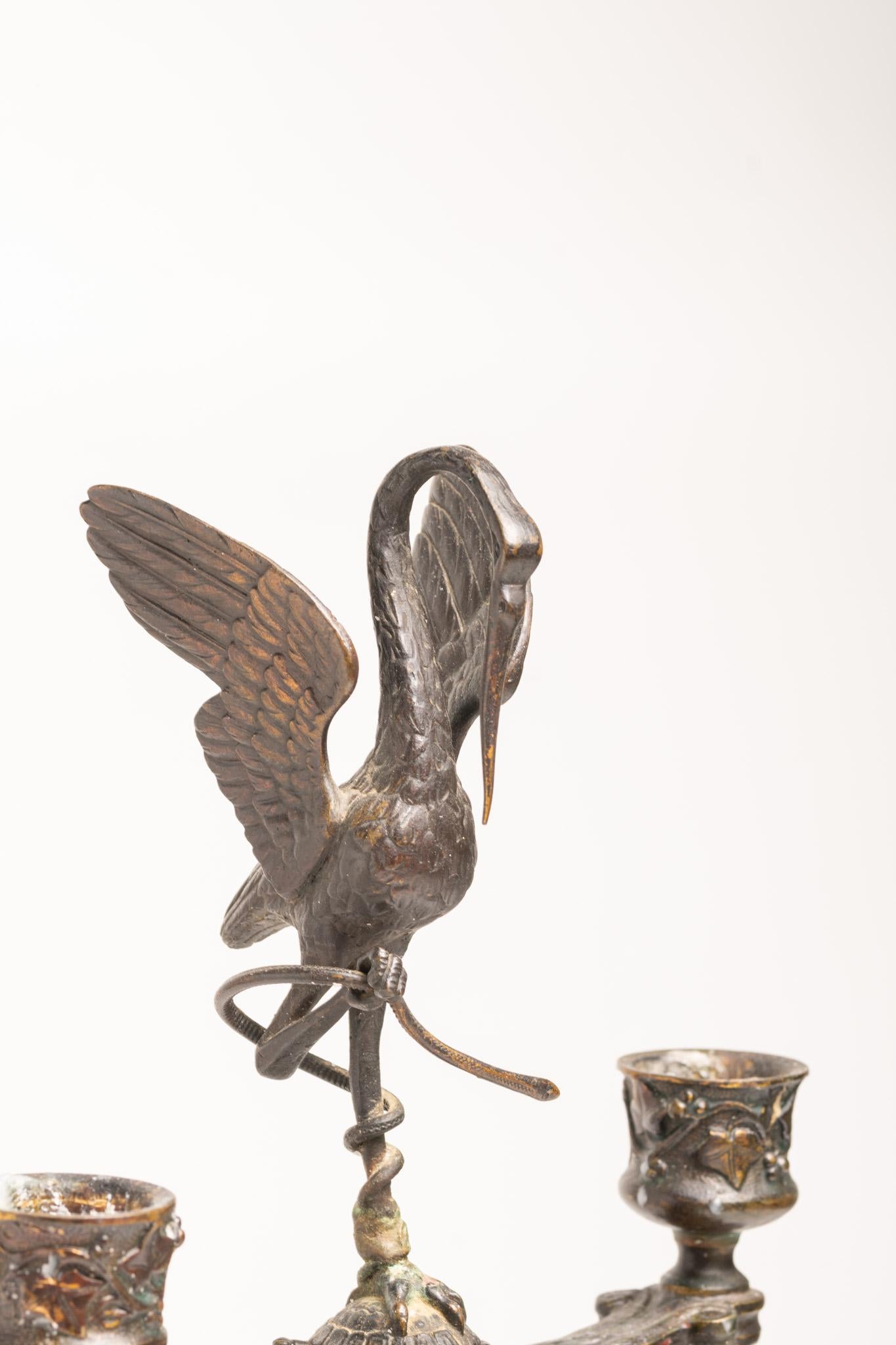 Chandeliers anciens du XIXe siècle en forme de grue et de tortue, de style français en vente 4