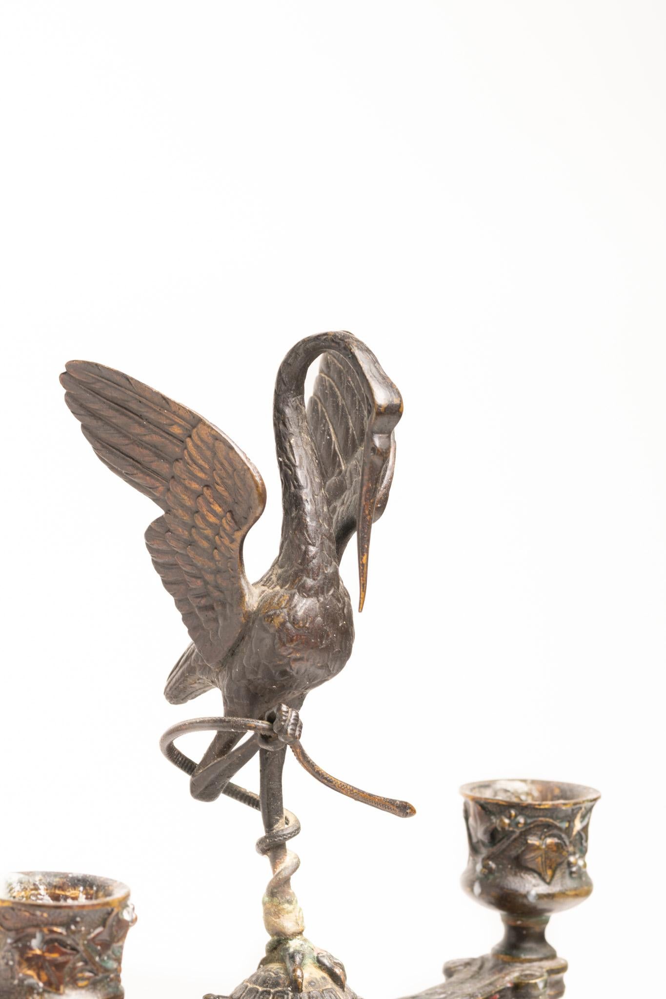 Chandeliers anciens du XIXe siècle en forme de grue et de tortue, de style français en vente 5