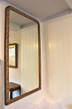 Antique 19th Century French Tall Torsade Moulding Frame Gilt Mirror Arched Top