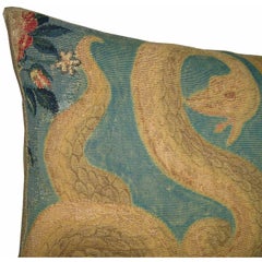 Antique 19th Century French Tapestry Pillow - 24'' X 15''