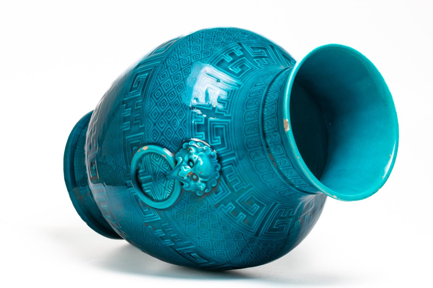Vase bleu Theodore Deck, 19ème siècle 9