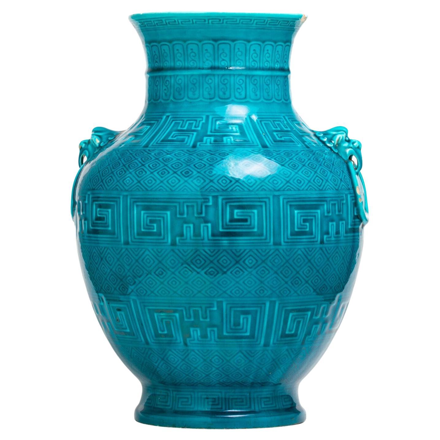 Vase bleu Theodore Deck, 19ème siècle en vente