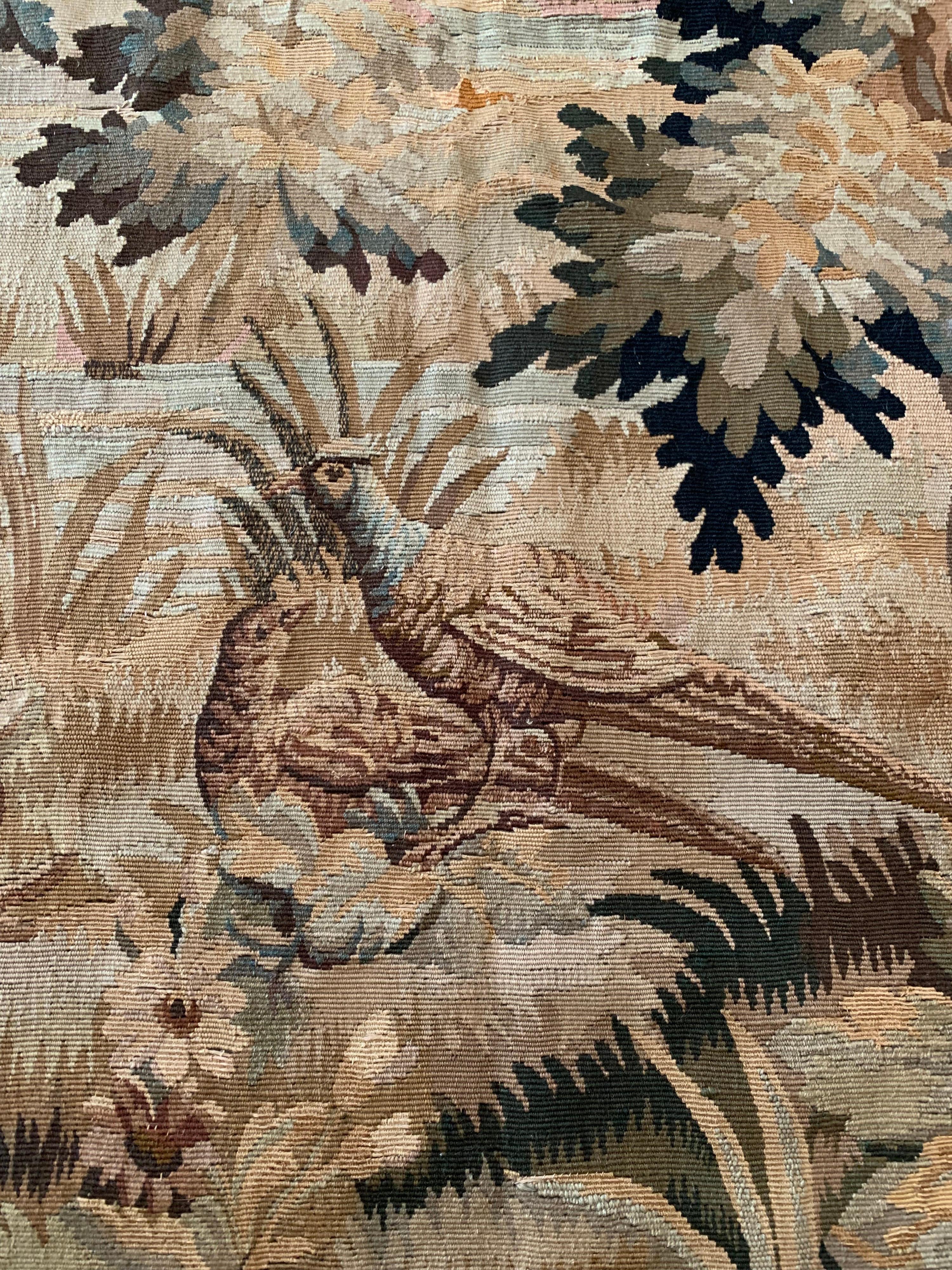 Antique 19th Century French Verdure Landscape Tapestry In Good Condition For Sale In New York, NY
