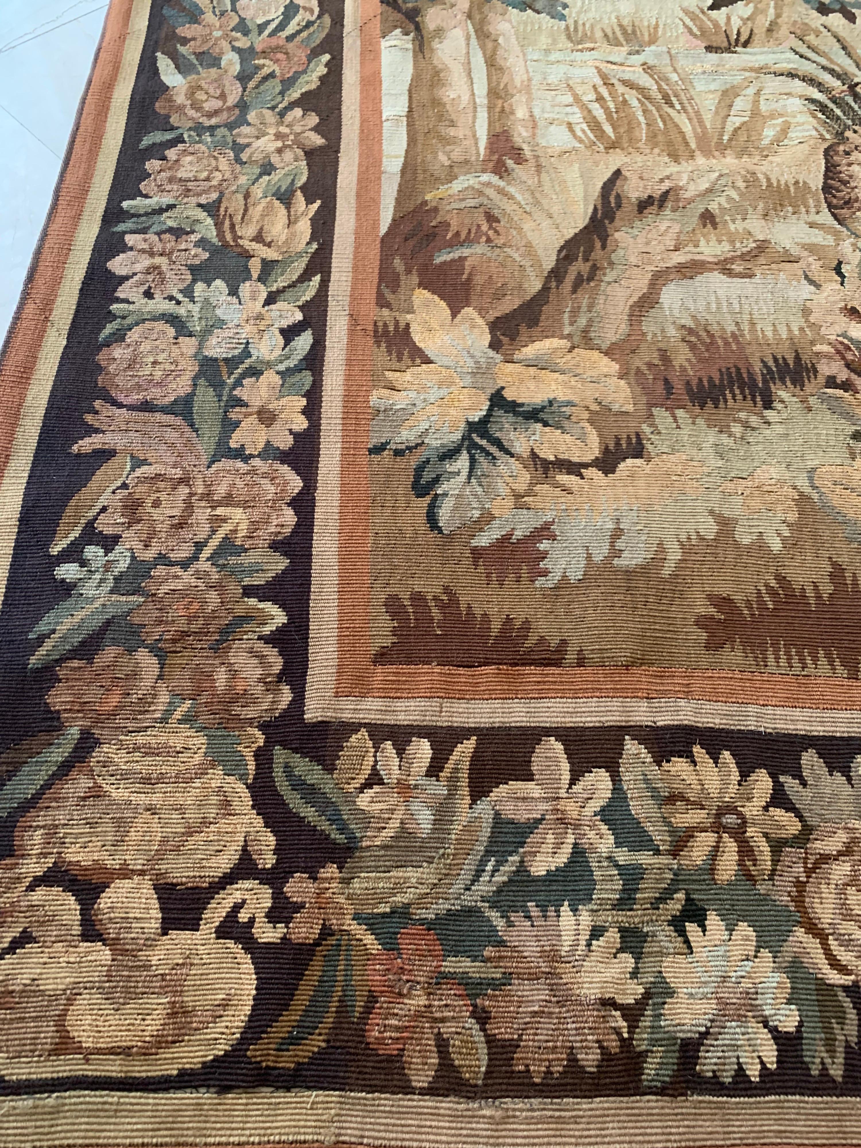 Antique 19th Century French Verdure Landscape Tapestry For Sale 1